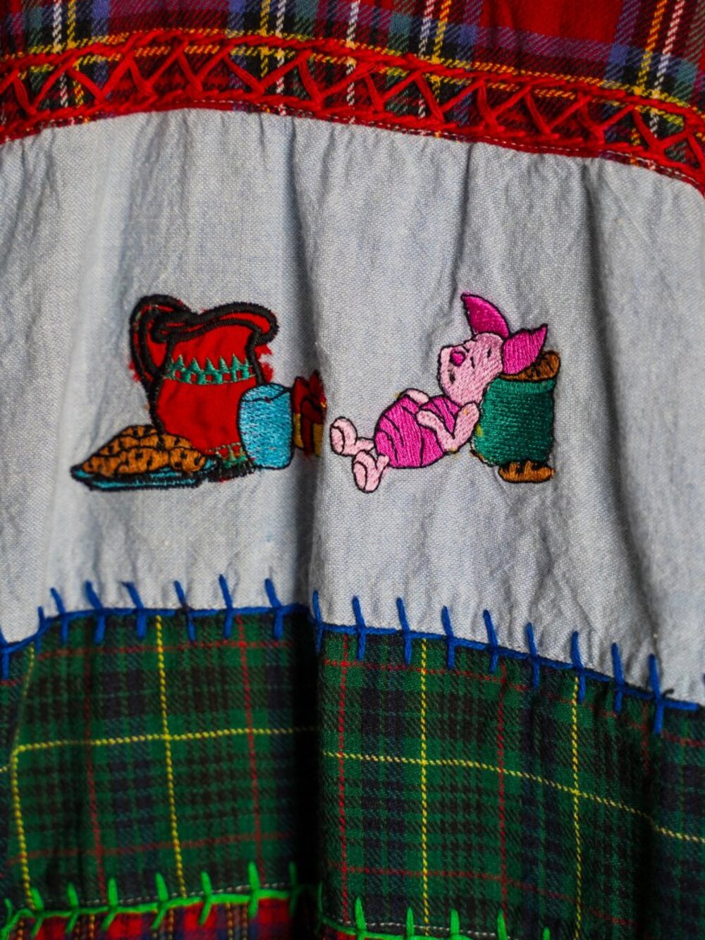 Vintage 90s The Disney Store Winnie The Pooh Patchwork Flannel Shirt Size Small - Picture 3 of 14